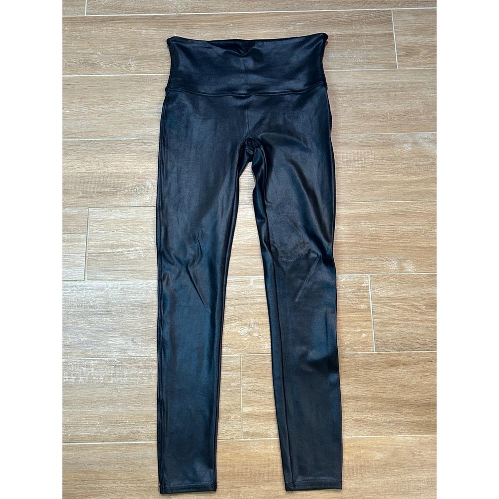 SPANX Faux Leather Leggings High Waisted Black L/G Large Comfortable Stylish‎